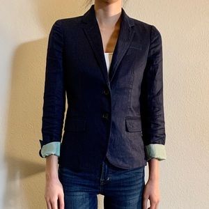 JCREW Navy Linen schoolboy blazer